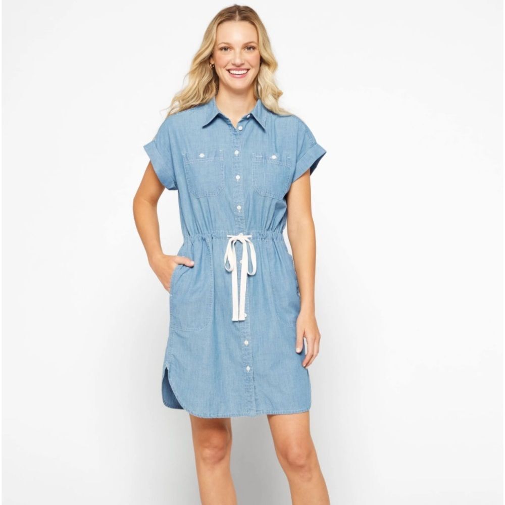 NWT Lauren Ralph Lauren River Wash Chambray Short-Sleeve Shirtdress Size 2 Denim